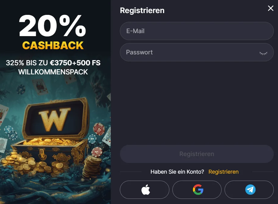 WinHero Casino Registrierung